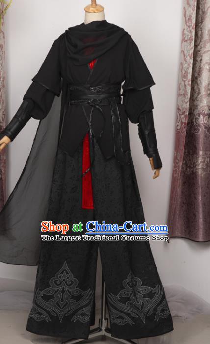 Cosplay Chinese Ancient Assassin Clothing Swordsman Black Costumes for Men