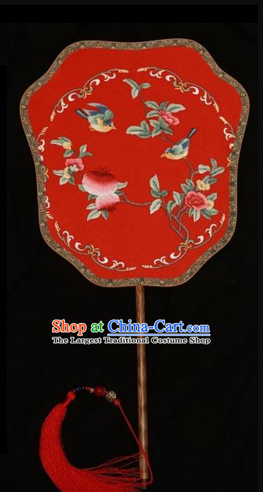 Chinese Bride Double Sides Fan Silk Fan Embroidered Fans Suzhou Embroidery Palace Fan Traditional Wedding Fan