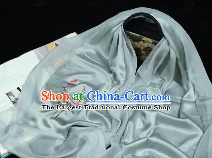 China Traditional Exquisite Embroidered Silk Tippet Mother Cappa Suzhou Embroidery Rose Scarf