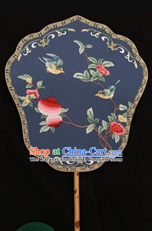 Chinese Traditional Flowers Birds Pattern Palace Fan Suzhou Embroidery Fans Double Side Embroidered Silk Fan