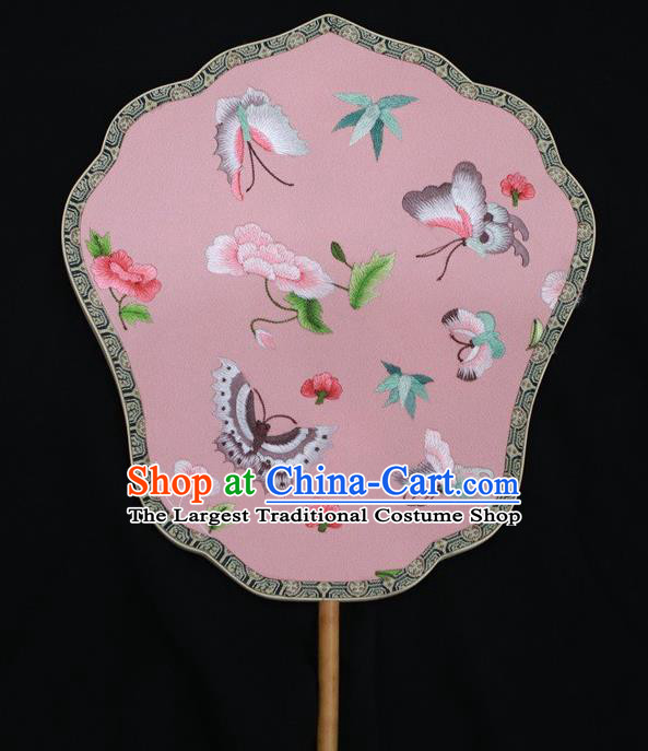 Chinese Suzhou Embroidery Fans Double Side Embroidered Silk Fan Traditional Butterfly Pattern Palace Fan