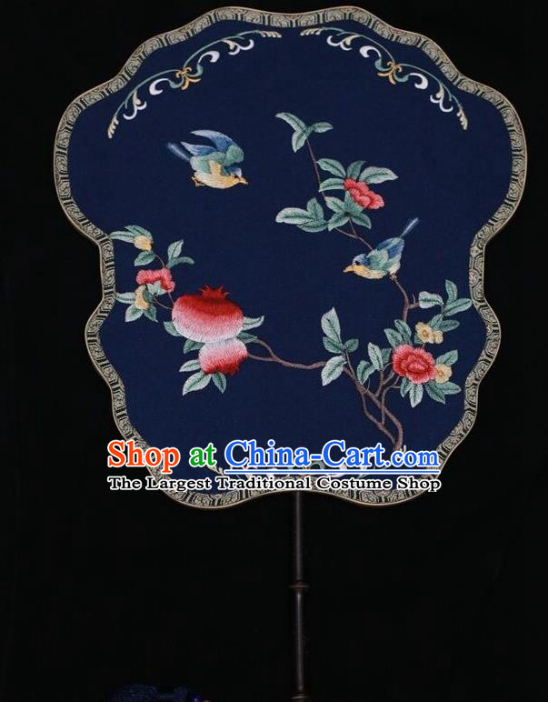 Double Side Embroidered Silk Fan China Suzhou Embroidery Palace Fan Traditional Peony Pattern Wedding Fans
