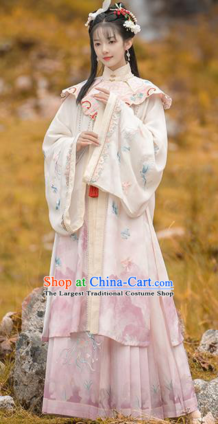 China Ming Dynasty Court Princess Costumes Ancient Hanfu Clothing Embroidered Long Gown and Skirt for Noble Lady