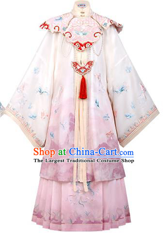 China Ming Dynasty Court Princess Costumes Ancient Hanfu Clothing Embroidered Long Gown and Skirt for Noble Lady