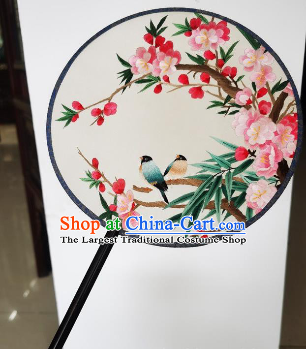 China Ancient Princess Palace Fan Suzhou Embroidery Begonia Silk Fan Handmade Round Fan Double Side Fans