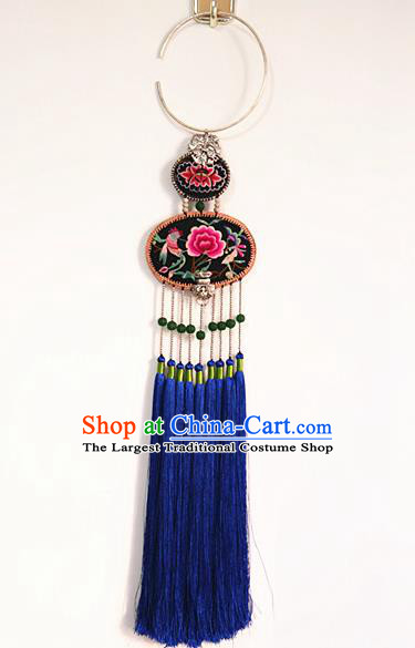 Traditional China Handmade Silver Necklace Ethnic Embroidered Necklet Miao Nationality Rattan Accessories