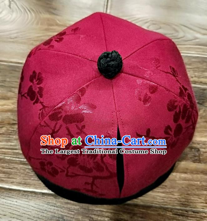 China National Hair Accessories Skullcap Women Classical Butterfly Pattern Rosy Silk Cap