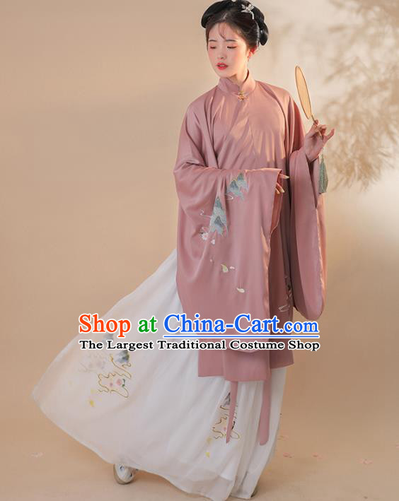 Chinese Traditional Hanfu Women Costumes Ancient Ming Dynasty Patrician Lady Embroidered Vest Gown and Skirt Clothing
