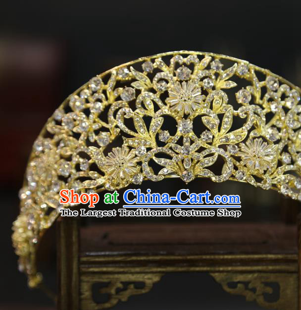 Top Grade Europe Princess Zircon Hair Accessories Wedding Golden Royal Crown