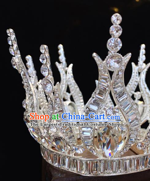 Top Grade Bride Crystal Accessories Europe Princess Wedding Hair Jewelry Handmade Round Argent Royal Crown