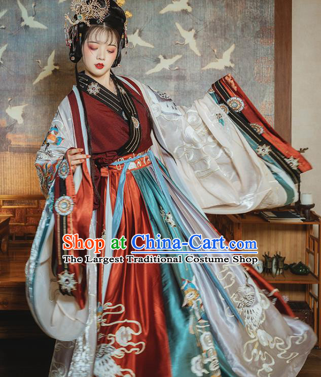 Ancient China Royal Infanta Hanfu Dress Clothing Traditional Jin Dynasty Palace Princess Embroidered Costumes Full Set