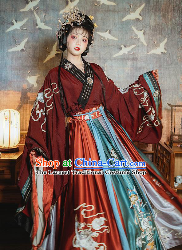 Ancient China Royal Infanta Hanfu Dress Clothing Traditional Jin Dynasty Palace Princess Embroidered Costumes Full Set