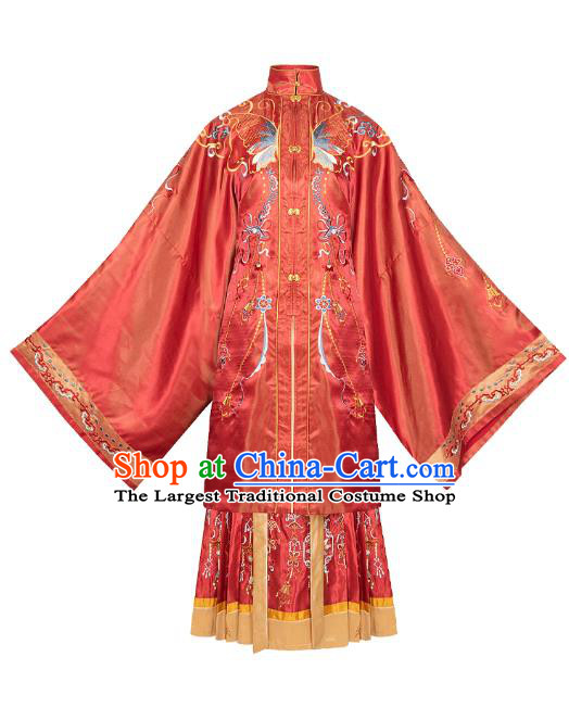 China Ancient Bride Wedding Red Hanfu Dress Traditional Ming Dynasty Royal Princess Historical Clothing for Women