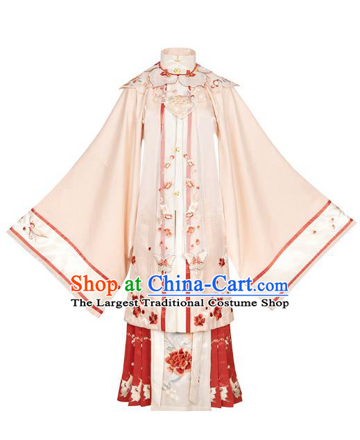 Ancient China Ming Dynasty Royal Princess Pink Dress Traditional Hanfu Historical Clothing