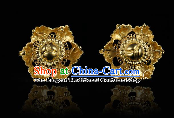 China Traditional Court Hanfu Hair Accessories Handmade Ancient Empress Hairpin Ming Dynasty Golden Hair Stick for Women