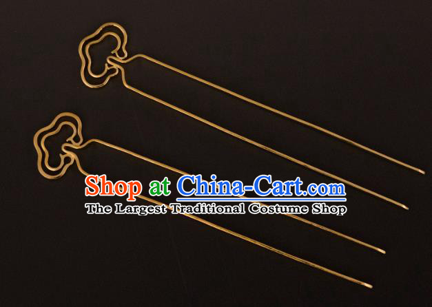 China Ancient Queen Hanfu Hairpin Handmade Hair Accessories Traditional Ming Dynasty Court Golden Cloud Hair Stick
