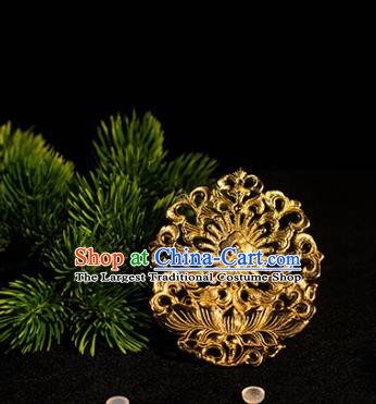 Ancient China Empress Hairpin Hanfu Hair Stick Handmade Hair Accessories Traditional Tang Dynasty Golden Lotus Hair Crown