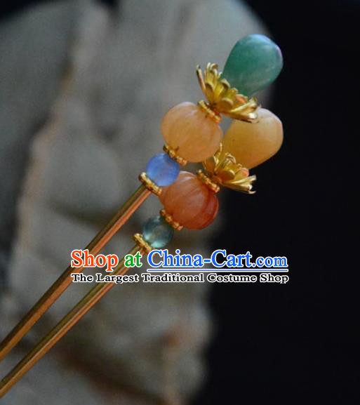 Chinese Ancient Qing Dynasty Jade Hair Stick Traditional Hanfu Hairpin Hair Accessories