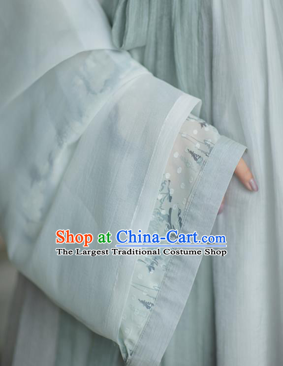 Traditional China Jin Dynasty Noble Infanta Historical Clothing Ancient Female Swordsman Blue Hanfu Dress