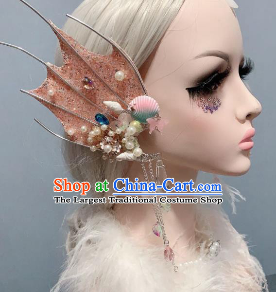 Top Handmade Stage Show Hair Ornament Baroque Princess Pink Fin Tassel Hair Sticks Cosplay Fairy Hair Accessories