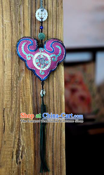 Traditional Embroidered Waist Accessories China National Tassel Jade Pendant Handmade Jewelry