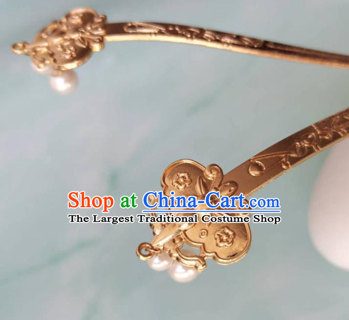 China Song Dynasty Golden Butterfly Hair Stick Ancient Court Woman Hairpins Traditional Hanfu Court Hair Accessories