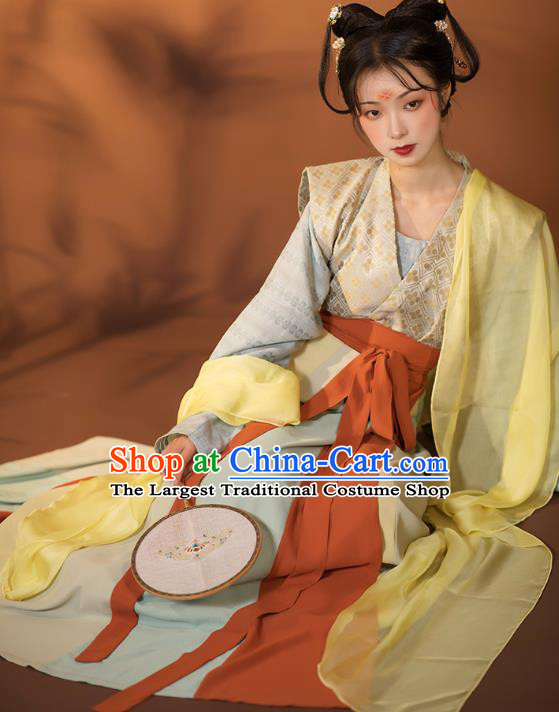 Traditional China Tang Dynasty Historical Clothing Ancient Palace Lady Hanfu Apparels Costumes Full Set