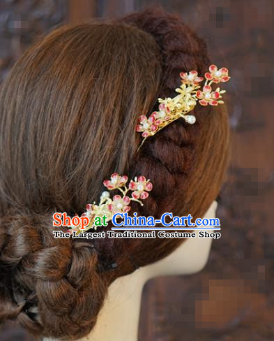 China Traditional Wedding Red Plum Hair Sticks Xiuhe Suit Hair Accessories Bride Hairpin