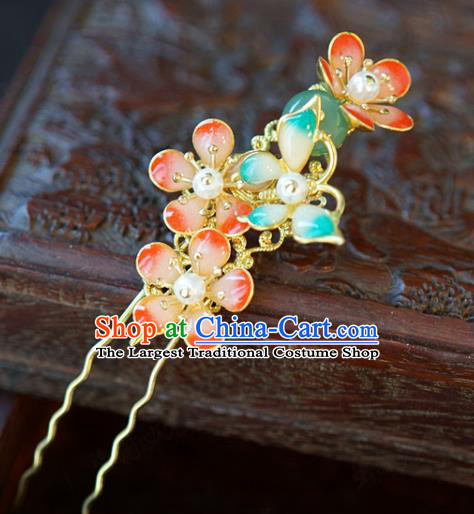 China Traditional Bride Red Plum Hairpin Xiuhe Suit Hair Accessories Wedding Blue Butterfly Hair Stick