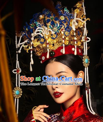 Traditional Chinese Qin Dynasty Imperial Emperor Tassel Hats, China Ancient  Majesty Coronet Headwear for Men