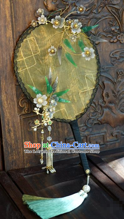 Chinese Ancient Wedding Prop Traditional Jewelry Accessories Handmade Court Silk Plum Palace Fan