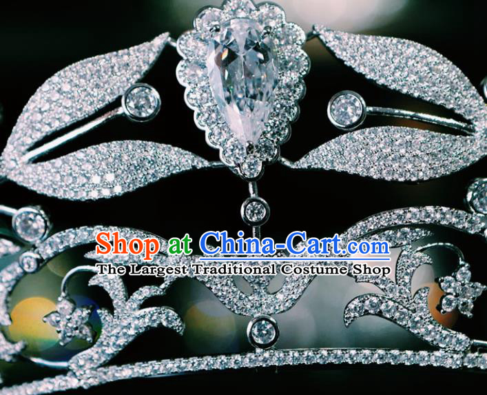 Handmade Wedding Luxury Royal Crown Baroque Zircon Hair Clasp Women Jewelry Accessories European Princess Headwear
