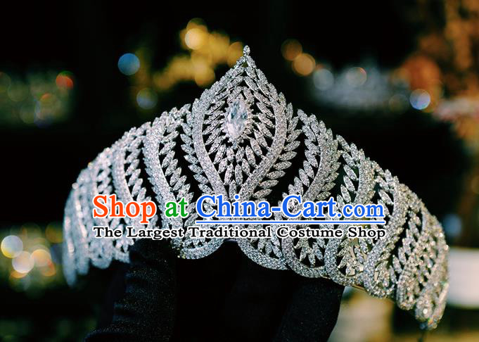 European Bride Headwear Handmade Women Luxury Zircon Royal Crown Baroque Princess Wedding Jewelry Accessories