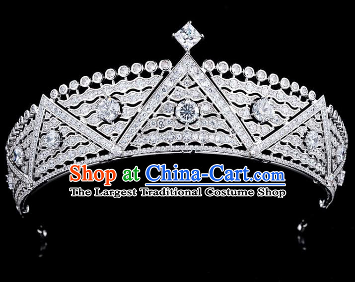 European Retro Hair Accessories Bride Zircon Royal Crown Wedding Princess Jewelry