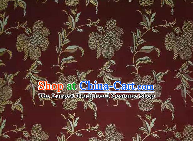 Chinese Classical Flowers Pattern Design Purplish Red Song Brocade Fabric Asian Traditional Silk Material
