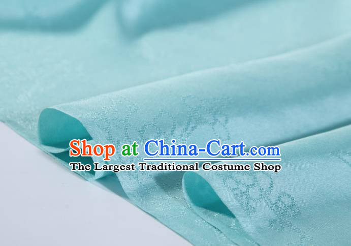 Chinese Classical Plum Pattern Design Lake Blue Mulberry Silk Fabric Asian Traditional Cheongsam Silk Material