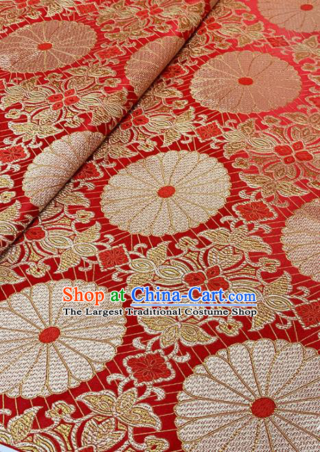 Chinese Classical Sunflower Pattern Design Red Brocade Fabric Asian Traditional Satin Tang Suit Silk Material