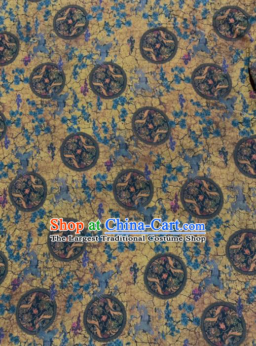 Chinese Classical Plum Dragon Pattern Design Ginger Gambiered Guangdong Gauze Fabric Asian Traditional Cheongsam Silk Material