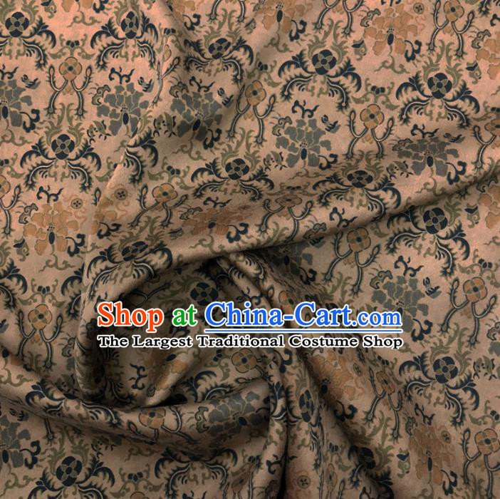 Chinese Classical Pattern Design Khaki Gambiered Guangdong Gauze Fabric Asian Traditional Cheongsam Silk Material