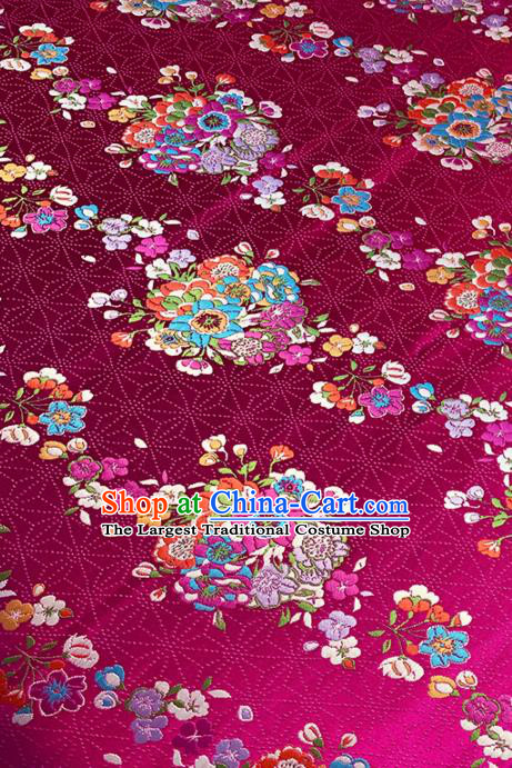 Chinese Classical Bouquet Pattern Design Rosy Brocade Fabric Asian Traditional Satin Tang Suit Silk Material