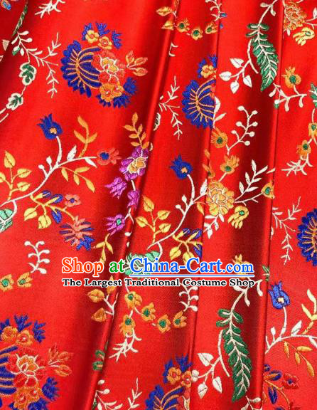 Chinese Classical Chrysanthemum Pattern Design Red Brocade Fabric Asian Traditional Satin Silk Material