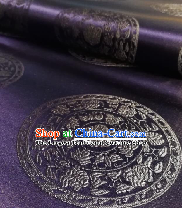 Chinese Royal Peony Pattern Design Purple Brocade Fabric Asian Traditional Satin Silk Material