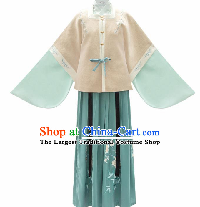 Chinese Ancient Young Lady Vest Blouse and Skirt Traditional Ming Dynasty Palace Princess Costumes for Women
