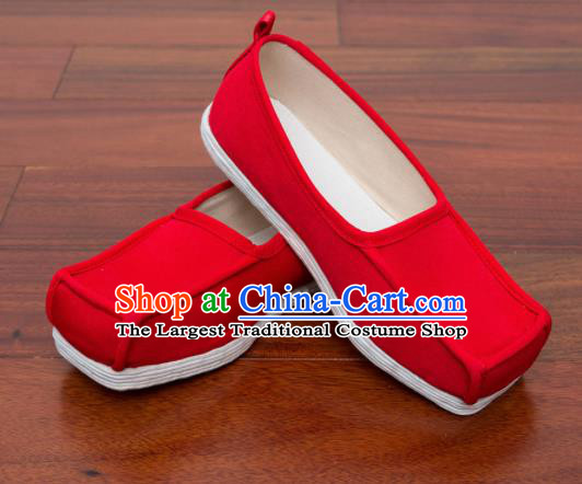Chinese Handmade Ming Dynasty Red Cloth Shoes Traditional Hanfu Shoes Opera Shoes for Men