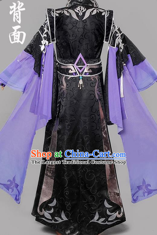 Chinese Cosplay Game Taoist Nun Purple Dress Traditional Ancient Female Swordsman Costume for Women