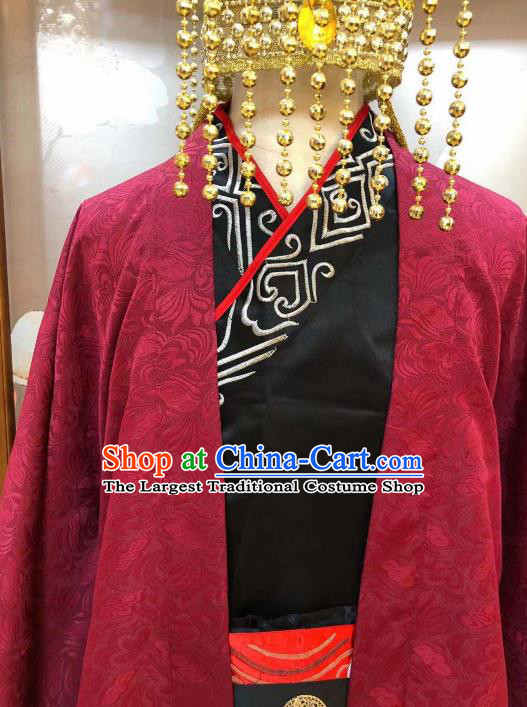 Chinese Ancient Han Dynasty Emperor Costumes Traditional Stage Performance Clothing for Men