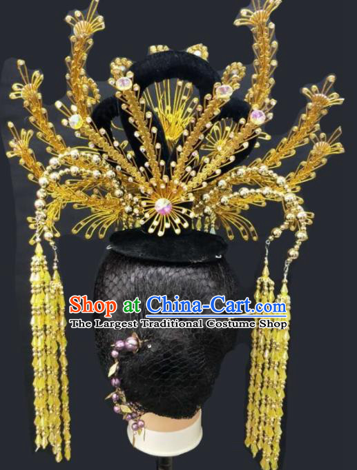 Chinese Traditional Peking Opera Queen Phoenix Crown Hairpins Handmade Beijing Opera Diva Hair Accessories for Women