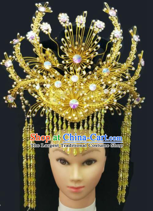 Chinese Traditional Peking Opera Queen Phoenix Crown Hairpins Handmade Beijing Opera Diva Hair Accessories for Women