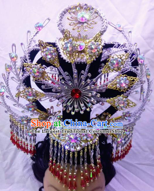Chinese Traditional Peking Opera Empress Phoenix Crown Hairpins Handmade Beijing Opera Diva Hair Accessories for Women
