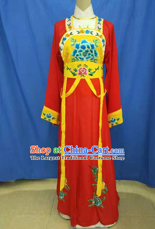 Chinese Traditional Peking Opera Servant Girl Red Dress Ancient Court Maid Costume for Women